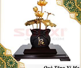 CHẬU HOA SEN 7 CÀNH MẠ VÀNG 24K