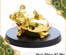 TƯỢNG HEO VIÊN MÃN MẠ VÀNG 24K